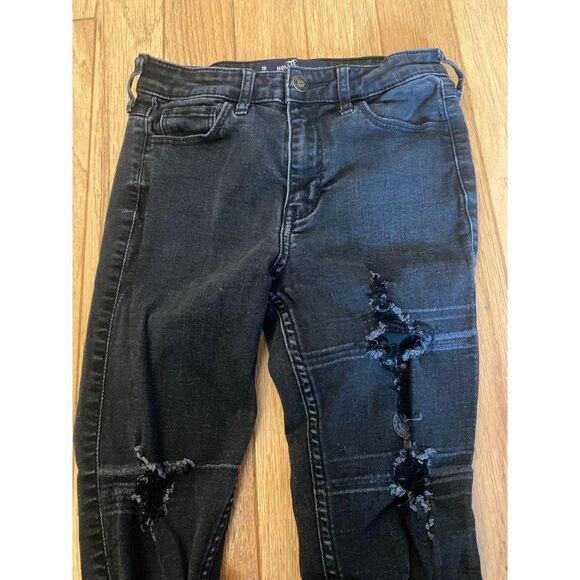 Hollister black distressed highrise crop super skinny classic stretch 1R w25 l26 - Picture 4 of 10
